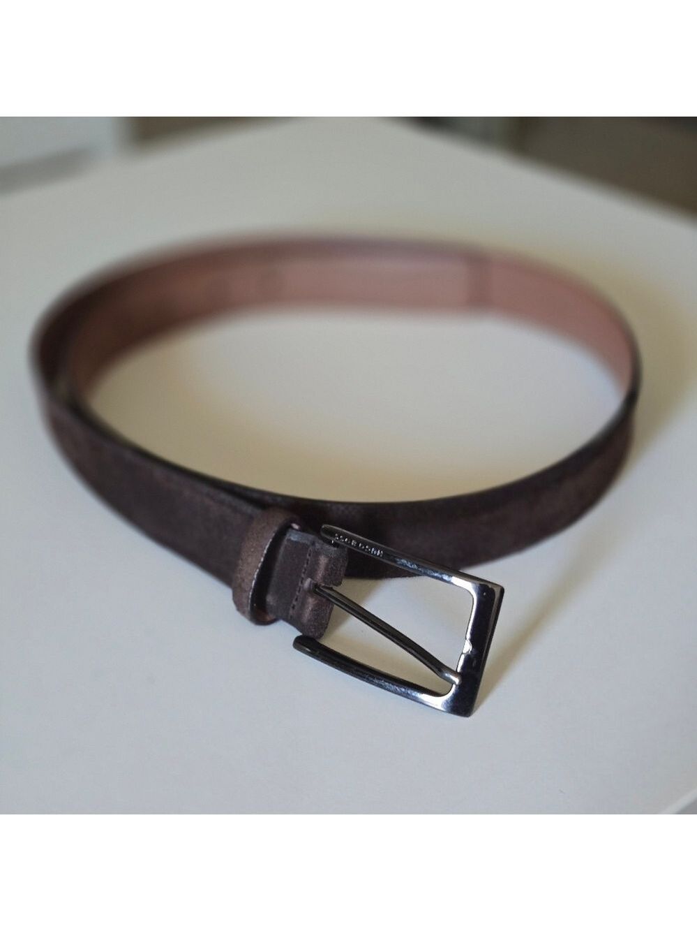 Hugo Boss Men's Brown Suede Leather Belt Color Brown
